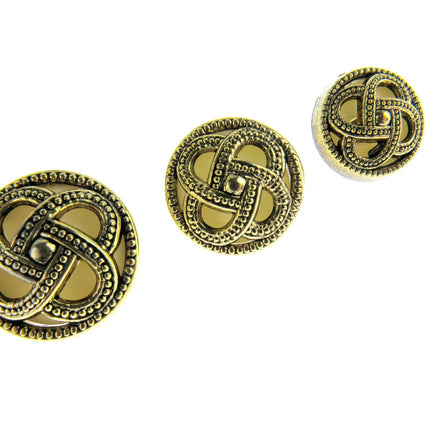 Round Celtic Coronet Shank Buttons Antique Gold Contrasting Background CX6 - ThreadandTrimmings
