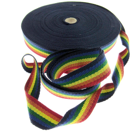 38mm Rainbow colour Webbing unravelled
