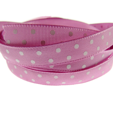 Polka Dot Spotty Satin Ribbon 10mm Ribbon with Woven Edge  8 Colours - ThreadandTrimmings