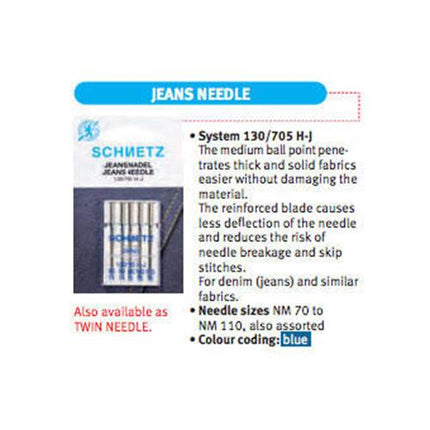 Denim Jean Machine Needles by Schmetz Use for Tightly Woven Fabrics  All Types - ThreadandTrimmings