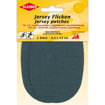 Kleiber jersey patches packaging with two patches inside on a beige background