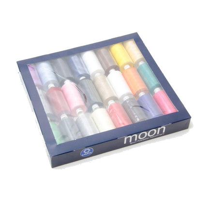 Coats Moon Assorted Sewing Thread Box 24 Reels Spun Polyester Gift Set 1000yd