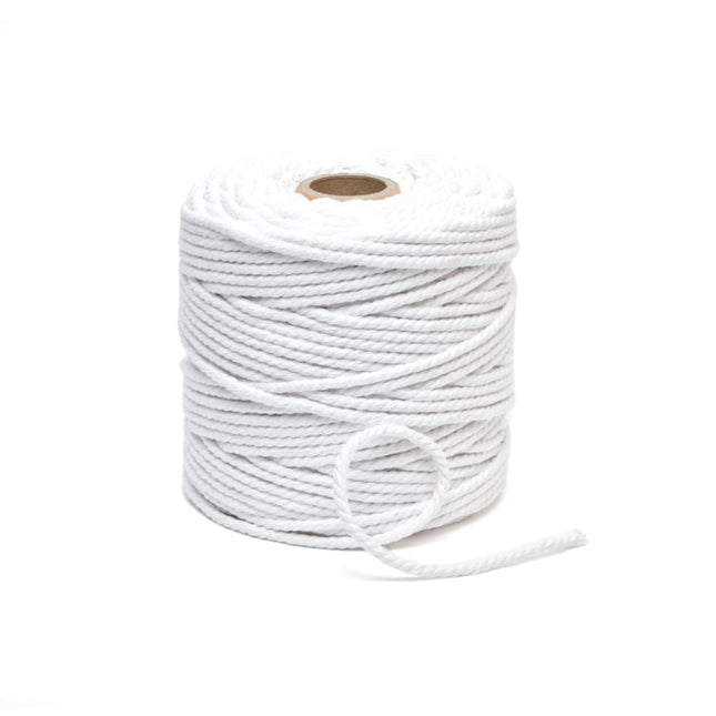 White Bleached Cotton Piping Cord 500g Roll Macrame Sewing Cushion Seam Size 1-6