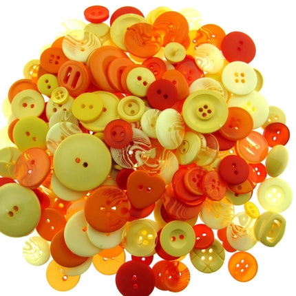 Mixed assorted yellow and orange craft buttons