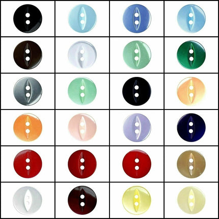 Round Fisheye Buttons Polyester 2-Hole Knitwear Sewing Craft Value Pack CFISH