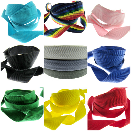Soft Cotton Rich Herringbone Twill Webbing Strap For Bags - 25mm Wide - ThreadandTrimmings