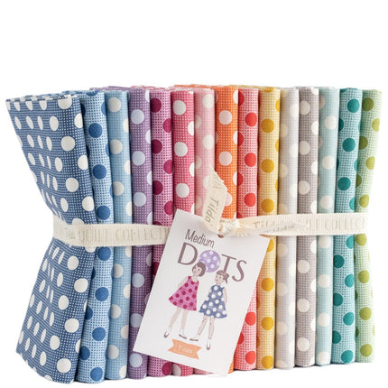 Tilda Cotton Fat Quarters Medium Dots Bundle of 15 Gorgeous Scrummy Colours - ThreadandTrimmings