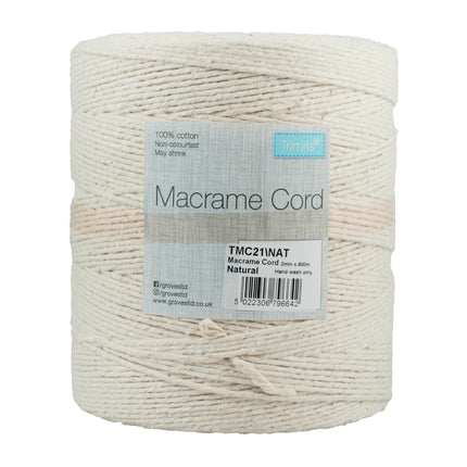 Natural Macrame Cord 100% Cotton 1 Kilo Rolls Made in UK - ThreadandTrimmings