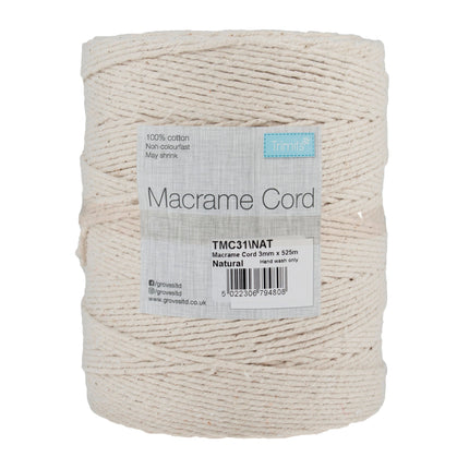 Natural Macrame Cord 100% Cotton 1 Kilo Rolls Made in UK - ThreadandTrimmings