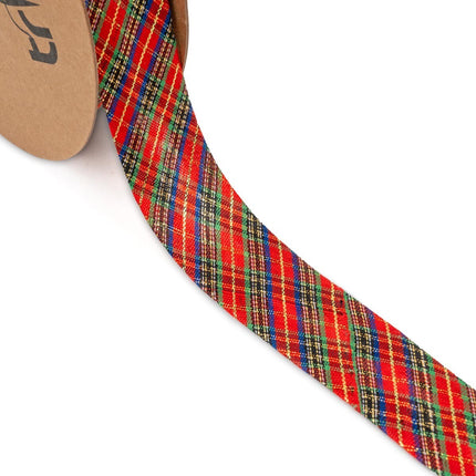 Tartan Bias Binding 25mm Wide By Trimz - ThreadandTrimmings