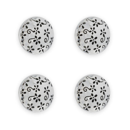 Clear Domed Buttons with Choice of Pretty Subtle Designs Black White 6pcs 15mm - ThreadandTrimmings