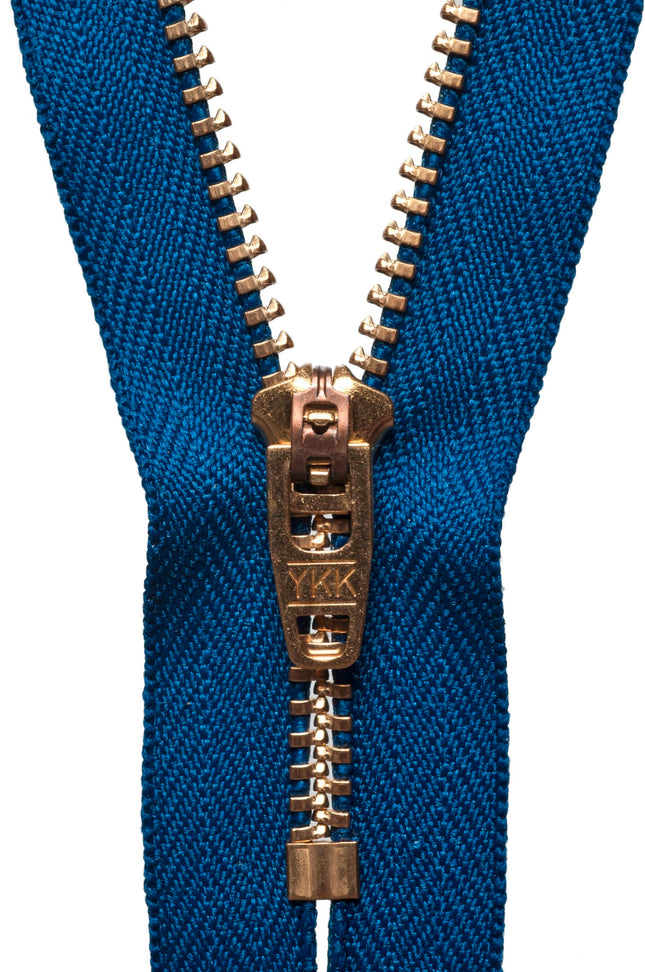 Brass Jean Zips by YKK 7 Colours & 5 Sizes Use For Jeans, Cords & Trousers - ThreadandTrimmings