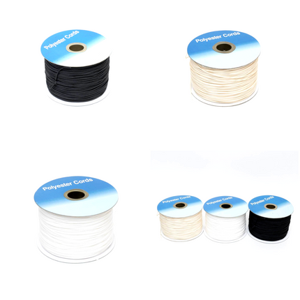 Non Stretch Roman Blind Cord - 200m Roll of 1.2mm White, Cream, Black Polyester - ThreadandTrimmings