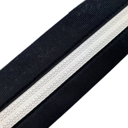 Trouser Waist Banding Shirt Grip 56mm Black or White with Rubber Shirt Grip - ThreadandTrimmings