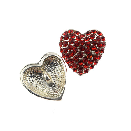Diamante Love Heart Buttons Rhinestone Cluster with Shank 20mm x 18mm