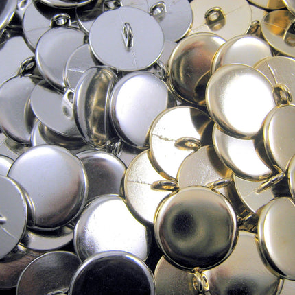Round Polished Silver Metal Blazer Buttons with Shank 15mm & 20mm Best Quality - ThreadandTrimmings