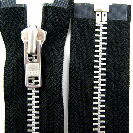 Heavy Duty Strong Metal Open End Zip by YKK For Motorbike Jackets No 8 Weight - ThreadandTrimmings