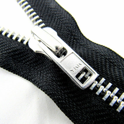 Heavy Duty Strong Metal Open End Zip by YKK For Motorbike Jackets No 8 Weight - ThreadandTrimmings