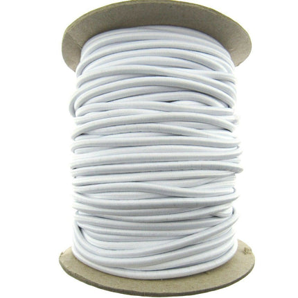 Thin Round Stretchy Cord Elastic 3mm Black or White 50m Full Roll UK Made - ThreadandTrimmings