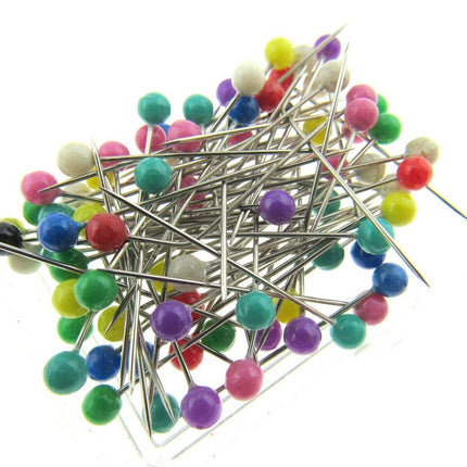 Colour Head Pins Sharp Plastic Head - 80 Pins - 32mm Long x 0.59mm - JTL055 - ThreadandTrimmings