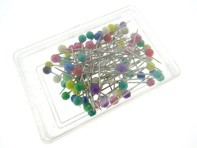 Colour Head Pins Sharp Plastic Head - 80 Pins - 32mm Long x 0.59mm - JTL055 - ThreadandTrimmings