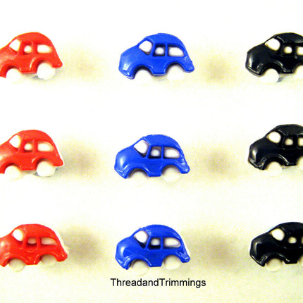 Car Toy Buttons with Shank  - 12mm Novelty Baby VW Beetle Bug Car Buttons CN24 - ThreadandTrimmings