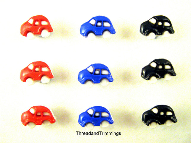 Car Toy Buttons with Shank  - 12mm Novelty Baby VW Beetle Bug Car Buttons CN24 - ThreadandTrimmings