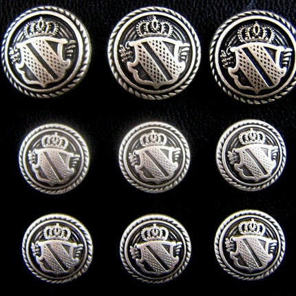 SILVER METAL MILITARY SHIELD BLAZER BUTTONS - Choose From 4 sizes B1978 - ThreadandTrimmings