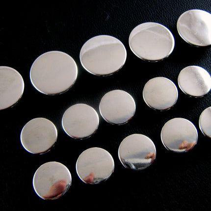 Round Flat Plastic Silver Blazer Buttons 3 Sizes -15mm 18mm 20mm With Shank - ThreadandTrimmings