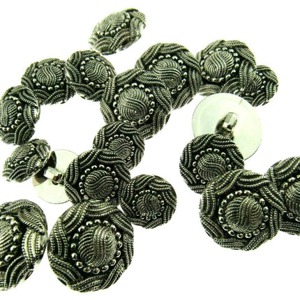 ANTIQUE SILVER TURKS HEAD PLASTIC BUTTONS 15mm, 19mm & 23mm - ThreadandTrimmings