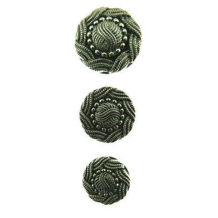 ANTIQUE SILVER TURKS HEAD PLASTIC BUTTONS 15mm, 19mm & 23mm - ThreadandTrimmings