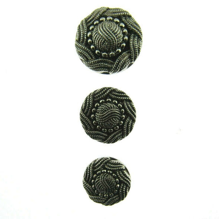 ANTIQUE SILVER TURKS HEAD PLASTIC BUTTONS 15mm, 19mm & 23mm - ThreadandTrimmings