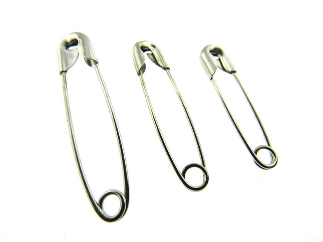 Safety Pins - 50 x Assorted LOOSE Safety Pins  Sizes - 35mm / 30mm / 25mm