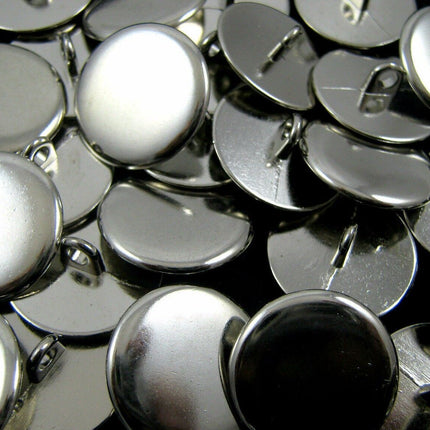 Round Metal Polished Blazer Buttons in Gold or Silver with Shank (B568) - ThreadandTrimmings