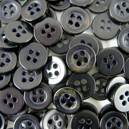 Round Four Hole Polyester Shirt Buttons - 11.5mm White, Black or Pale Blue - ThreadandTrimmings