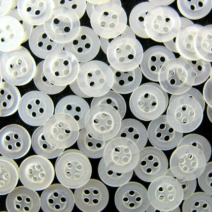 Round Four Hole Polyester Shirt Buttons - 11.5mm White, Black or Pale Blue - ThreadandTrimmings