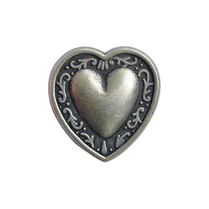 ANTIQUE SILVER METAL HEART BUTTONS - AVAILABLE in 3 SIZES - 11.5mm, 18mm & 20mm - ThreadandTrimmings