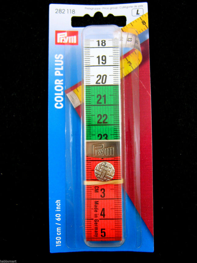 60" PRYM PRESS STUD TAILORING TAPE MEASURE with DECI-METRIC ZONES PRESS FASTENER - ThreadandTrimmings