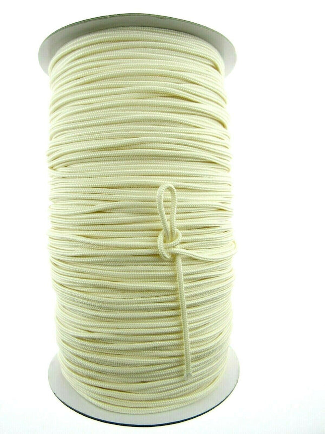 Blind Lift Cord 2mm Polyester Non Stretch Curtain Cord Black White Cream - ThreadandTrimmings