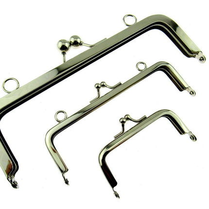 ** SILVER METAL PURSE FRAMES With KISS CLASP and HOLES - ThreadandTrimmings