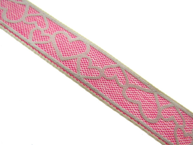 Love Heart Valentine Ribbon in Pink or Blue- 15mm x 3m - 55021