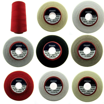 ** MOON 5000 YARD OVER-LOCKING THREAD - 42 ASSORTED COLOURS - SELECT YOUR OWN - ThreadandTrimmings