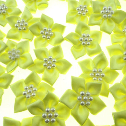 Poinsettia Flower Ribbon Bows Cluster of Pearl Beads 40mm Packs 5 10 20 50 100 - ThreadandTrimmings