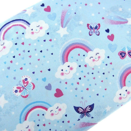 ** STUDIO E's "UNICORN KISSES" - FAT QUARTER FABRIC - LIGHT BLUE - RAINBOW, - ThreadandTrimmings