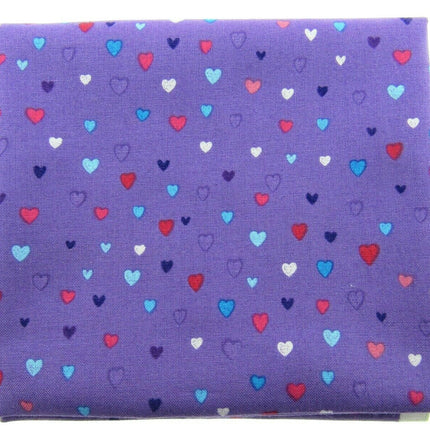 ** STUDIO E's "UNICORN KISSES" - FAT QUARTER FABRIC PURPLE LOVE HEART BLENDER - ThreadandTrimmings