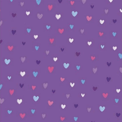 ** STUDIO E's "UNICORN KISSES" - FAT QUARTER FABRIC PURPLE LOVE HEART BLENDER - ThreadandTrimmings