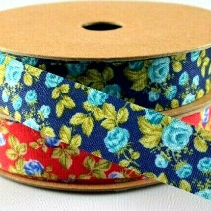 Itsy-Bitsy Flower Print Ribbon - 10 Meter Roll - 15mm Width - ThreadandTrimmings