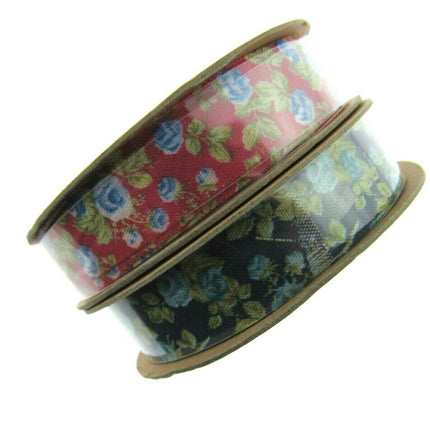 Itsy-Bitsy Flower Print Ribbon - 10 Meter Roll - 15mm Width - ThreadandTrimmings