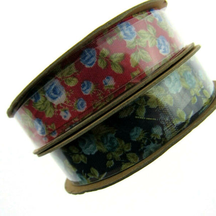 Itsy-Bitsy Flower Print Ribbon - 10 Meter Roll - 15mm Width - ThreadandTrimmings