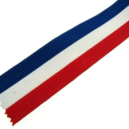 RED WHITE & BLUE FAILLE RIBBON 15mm, 25mm,  WHOLE ROLLS AVAILABLE UK/FRANCE/USA - ThreadandTrimmings